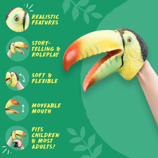 Wild Thingz Hand Puppet - Green Toucan