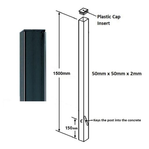 BP50X1500ZP Blank Post Flat top 1200x1200 with post