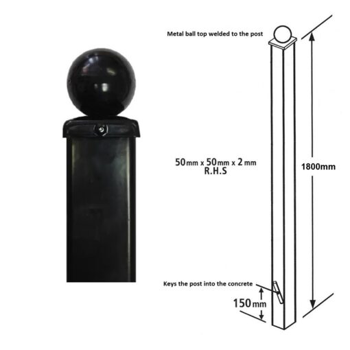 BP50X1800BZP Blank Post Ball top 1500x1500 with post