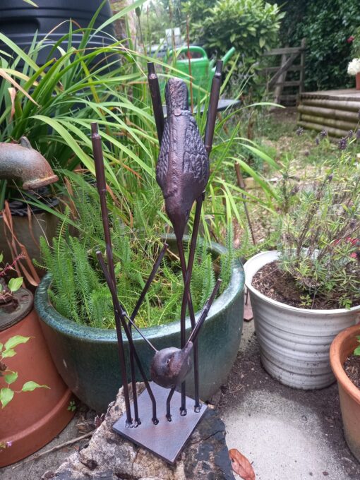 Birds on Reeds Garden Sculpture Statue Ornament