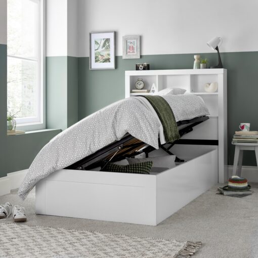 Oscar Wooden Bookcase Ottoman Storage Bed Single