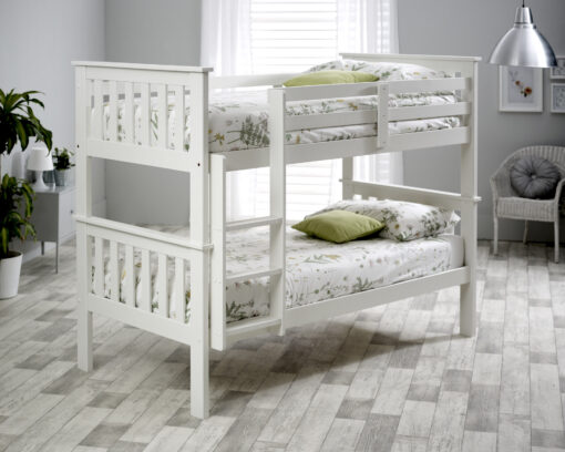 Carra White Wooden Single Bunk Bed