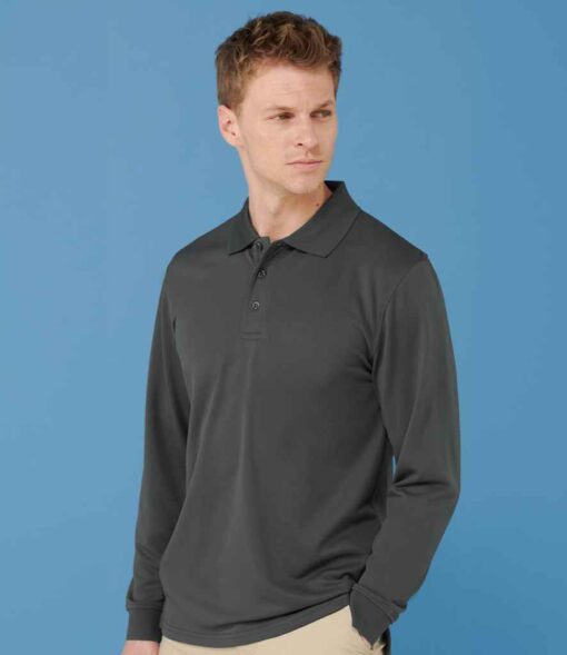 Henbury Unisex Long Sleeve Coolplus® Piqué Polo Shirt