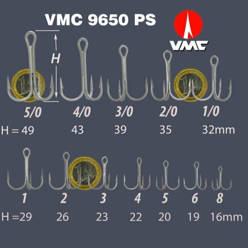 VMC Treble Hooks All Sizes Sea Pirks Rigs or Pike /Spinning VMC 9650PS - 50, VMC 9650PS 1/0 x50