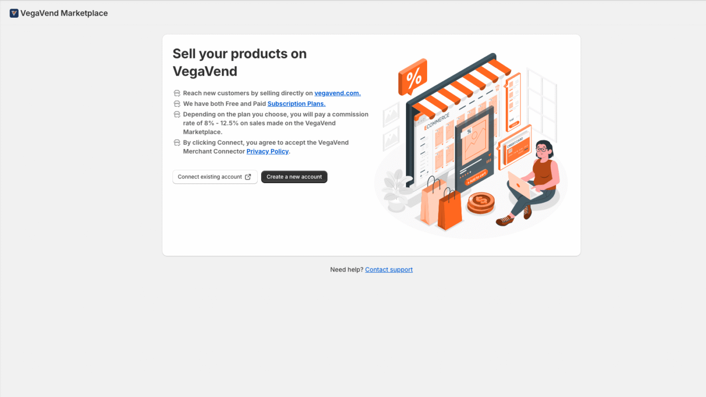 Shopify Connect Accounts Page