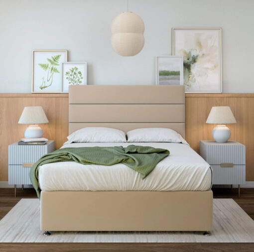 Plush Velvet Divan Base Only - With Storage Options - Natural, Small Single, No Drawers